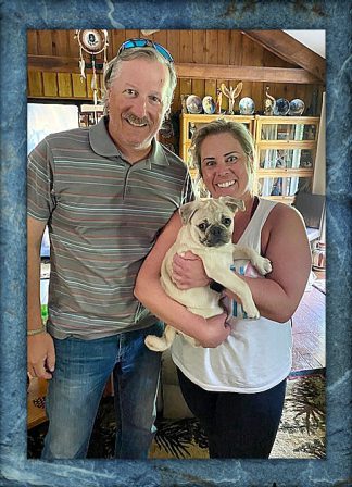 Ashley and Craig with their 2nd BRP pug Andy/Richard - Merle Pug Puppies | My goal in life is to be as good of a person my dog already thinks I am.