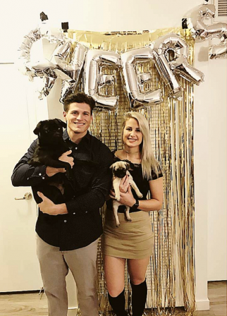 Happy 2018 from Ian, Alyssa, Rex, and Dunkin - Multiple Color Pugs - Puppies and Adults | A dog is the only thing that can mend a crack in your broken heart.