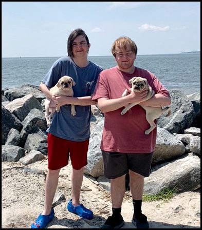 Brothers at the beach - White Pug Puppies | I think we are drawn to dogs because they are the uninhibited creatures we might be if we weren't certain we knew better.