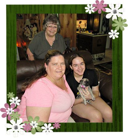 Bella's Esme and three generations - smiles all around! - Brindle Pug Puppies | Don't accept your dog's admiration as conclusive evidence that you are wonderful.