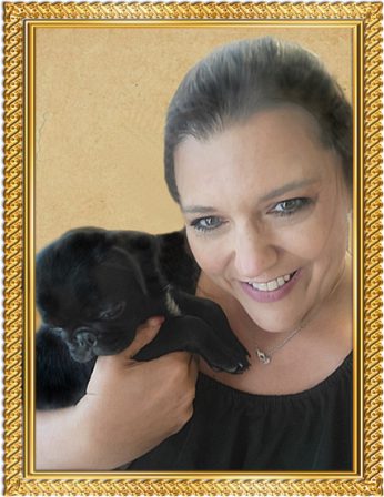 Kieran with his new mom Angela - Black Pug Puppies | No matter how little money and how few possessions you own, having a dog makes you rich.