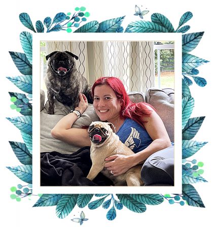 A kodak moment of Leah and her two fur babies - Adult Multiple Color Pugs | Do not make the mistake of treating your dogs like humans or they will treat you like dogs.