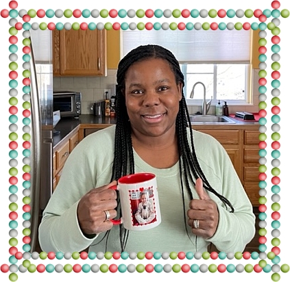 Stuey's new mom Melissa with her BRP coffee mug - Adult Multiple Color Pugs | The dog is a gentleman; I hope to go to his heaven not man's.