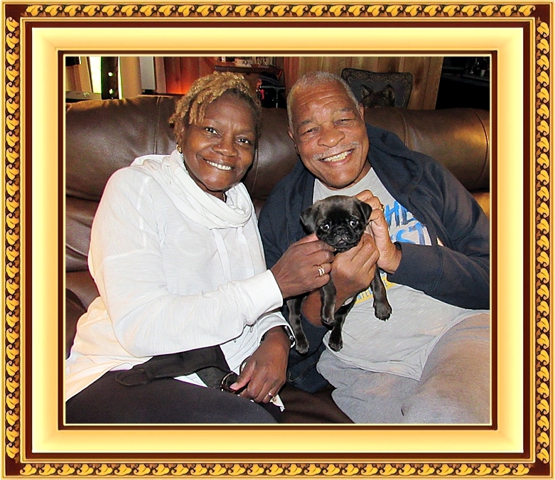 Cocoa's Sam/Maximus with his new family Ethelind and Howard